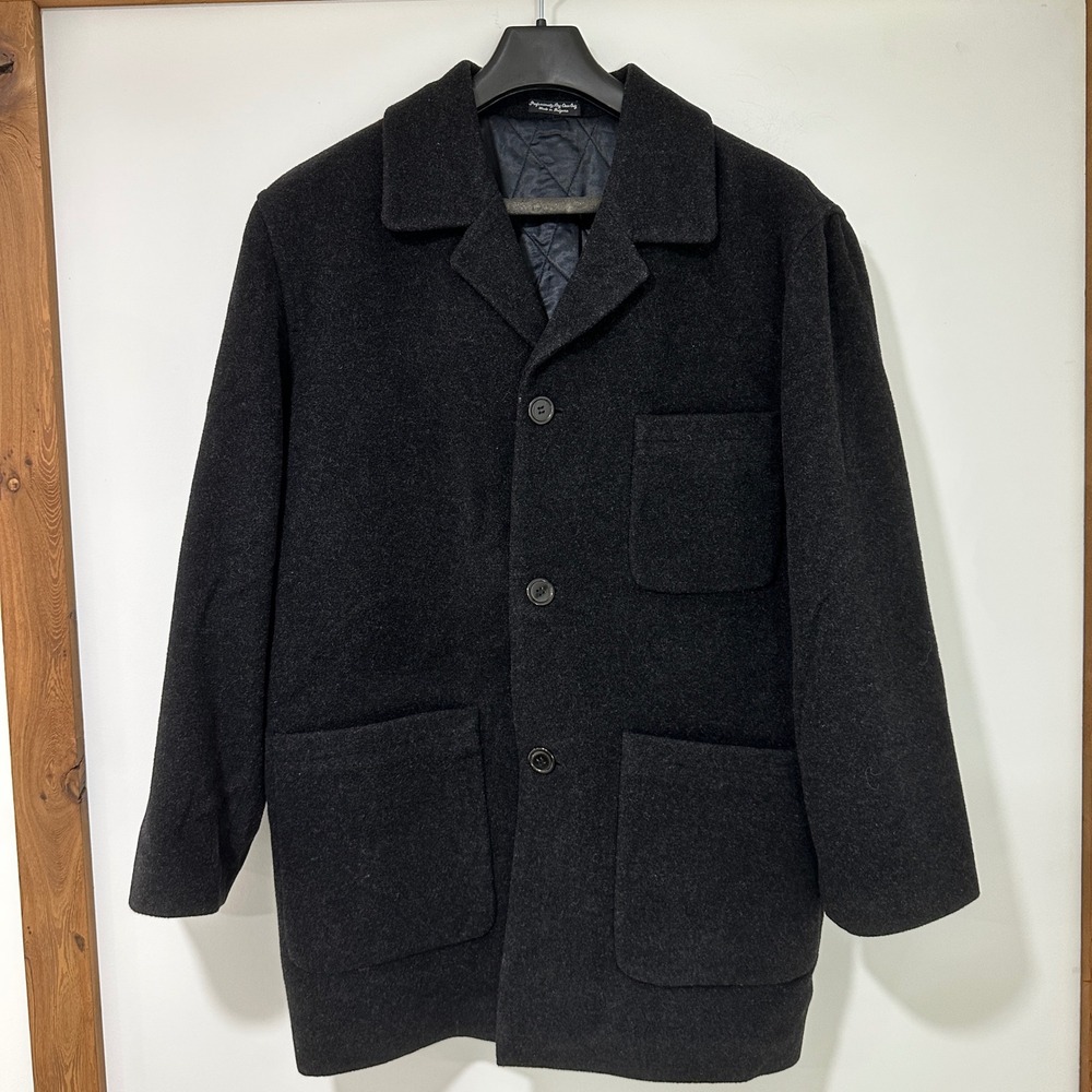 Baracuta Men M Charcoal Gray Wool Cashmere Blend Car Coat Jacket Bulgaria